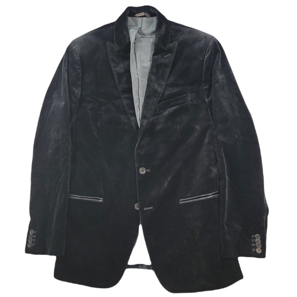Banana Republic Velvet Blazer Mens 40R 42R‎ Black Tailored Fit Sport Coat - Picture 1 of 13
